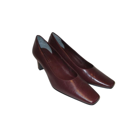 *M. Patrick Oxblood Burgundy Square Toe Patent Leather Pumps - Picture 2 of 8